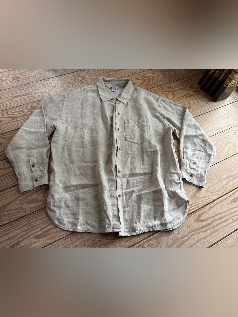 Athleta Linen Button Down Shirt Size XL